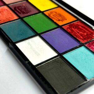 a close up of a multi colored palette